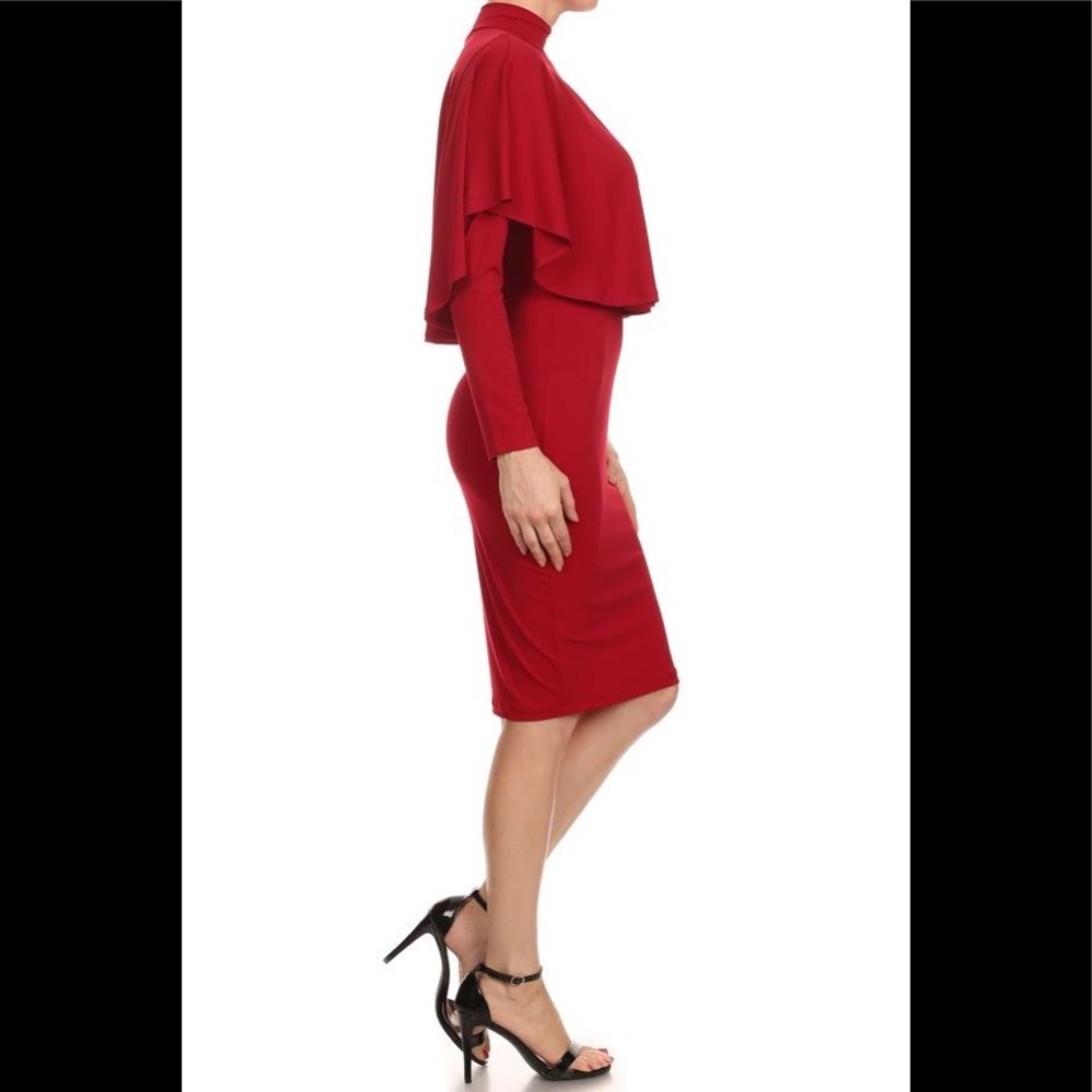 Turtle Neck Cape Dress - Picture 4 of 6